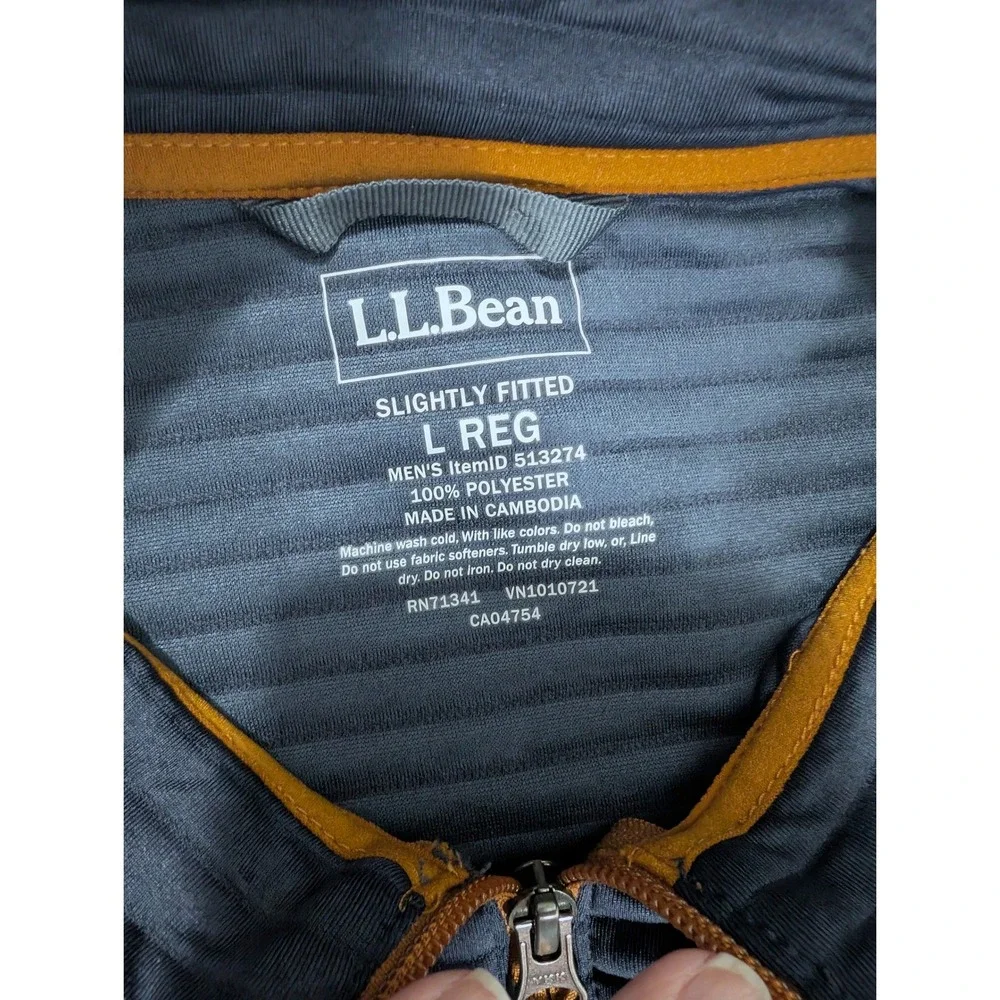 L.L. Bean Mens Airlight Knit Vest Full Zip Navy Brown Large Campcore Gorpcore